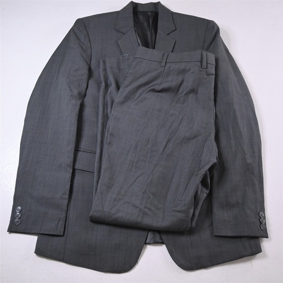Bespoke 38R 36x32 Gray Sharkskin Wool Mens Jacket Pants Suit